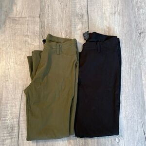 Large Stretch Pants 2 pair bundle green and black legging casual pants